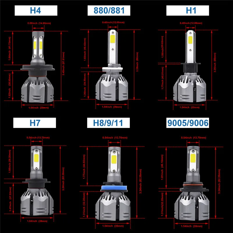 YHKOMS H4 H7 светодиодный Автомобильные фары H1 H3 H8 H9 H11 9005 HB3 9006 HB4 880 881 H27 3000 K желтый 4300 K 6500 K 8000 K синий светодиодный светильник 12 V 24 V