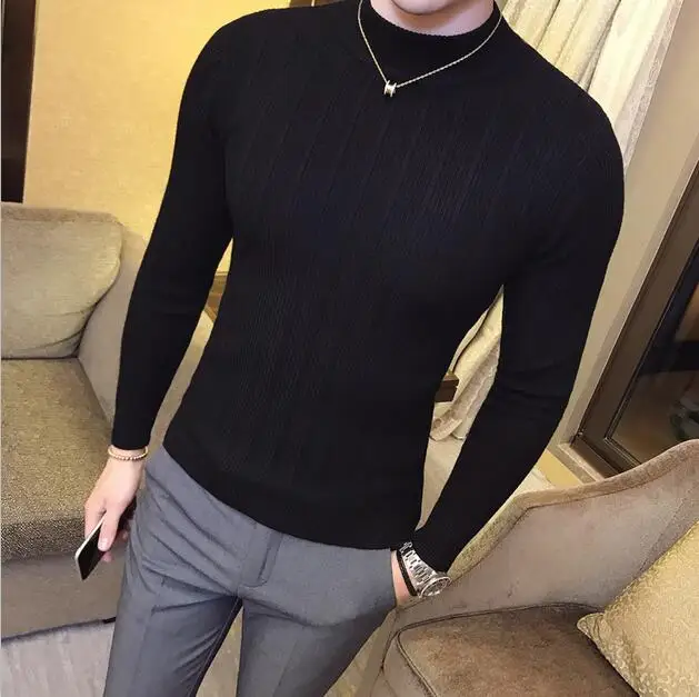 Sweater Men Luxuty Male Brand Casual Sweater Men Solid Color Comfortable Mens Christmas Sweater Round Neck Slim Fit pull homme - Цвет: 7