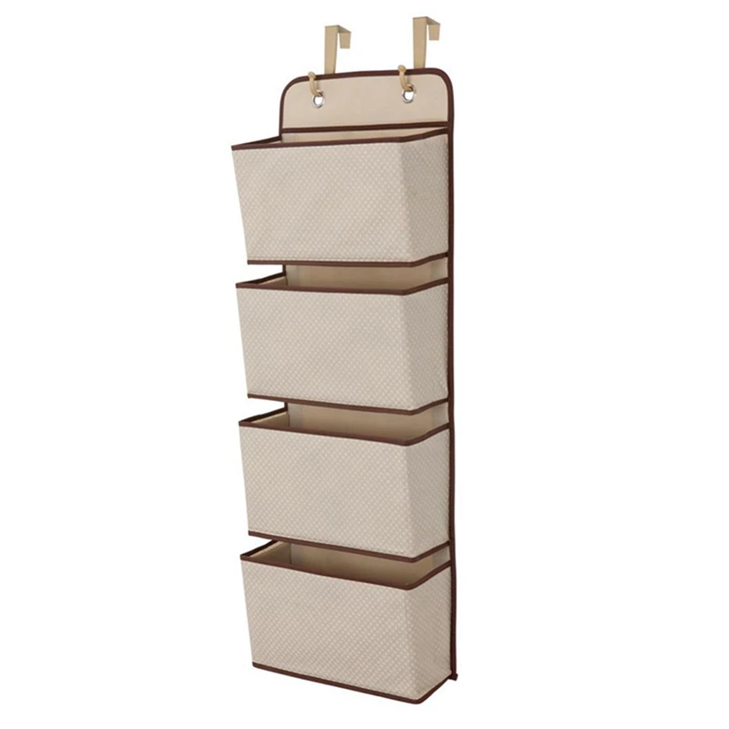 4 Pocket Hanging Wall Closet Storage Bag Organizer Over Door Cloth Toy Organizer Bag Pouch Hanger - Цвет: BG