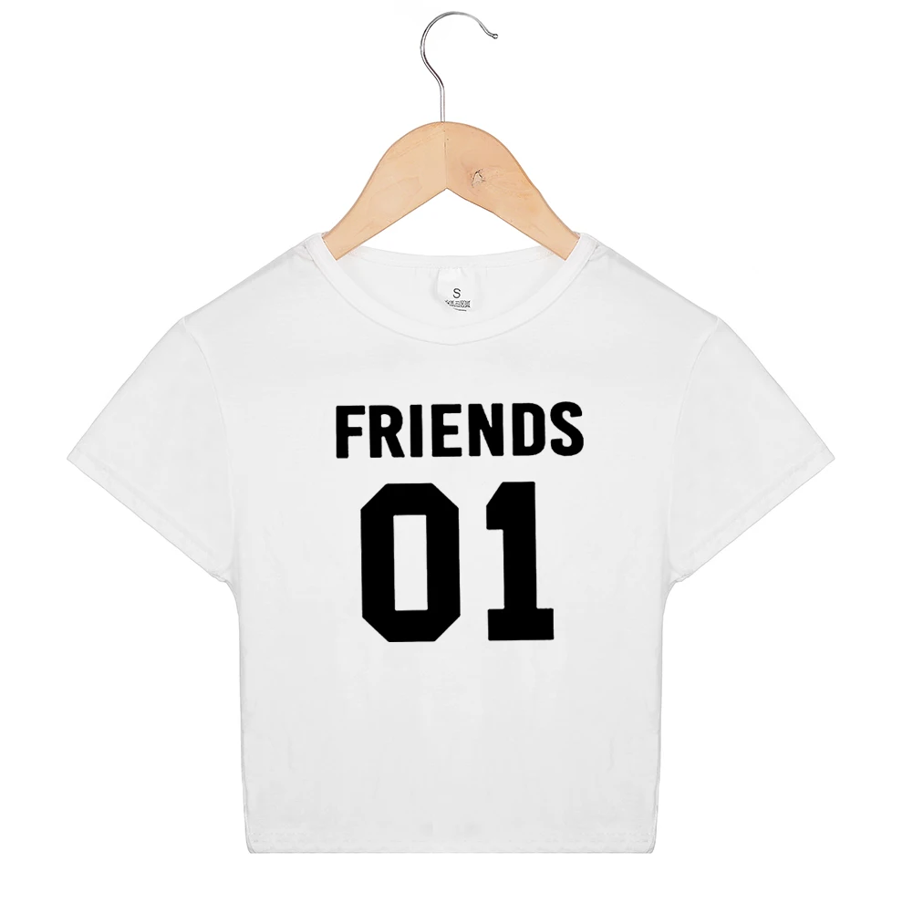 Лучшая подруга BFF Обрезанные Tumblr рубашки женская одежда футболка девочки сестры пары уличная футболка женская футболка с буквенным принтом - Цвет: White-black   2