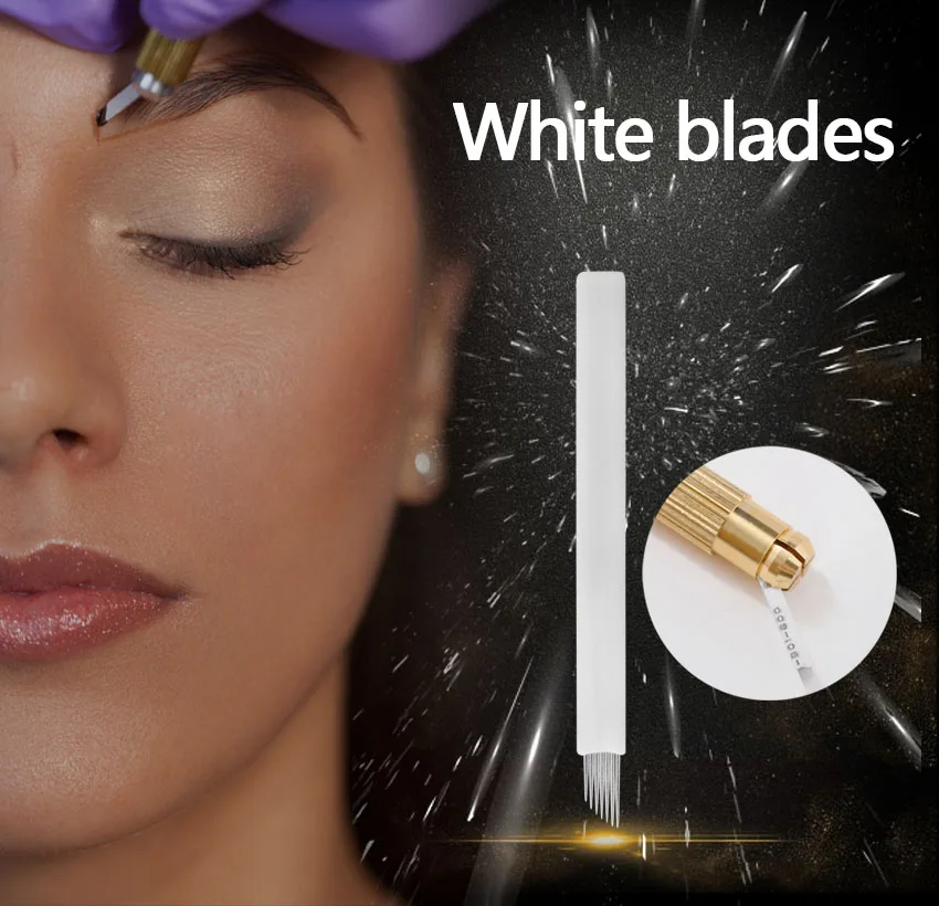 

Tattoo Blades Permanent Makeup Tattoo Needles 150Pcs Eyebrow Lip Eyeliner Microblading Needles for Manual Pen Ink 3D Embroidery