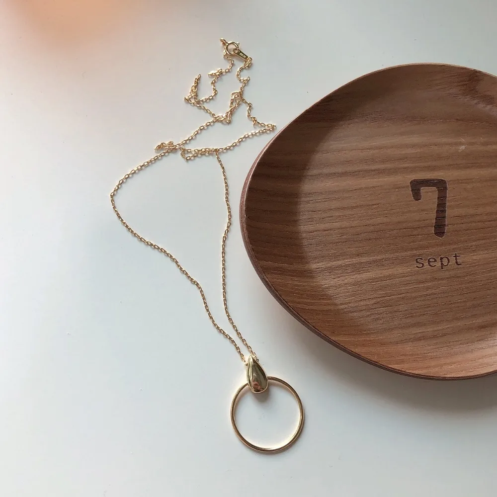 Подлинный 925 стерлингового серебра Golds Lucky Открытый круг& слезы Овальный геометрический кулон ожерелье слайд ювелирные изделия TLX466