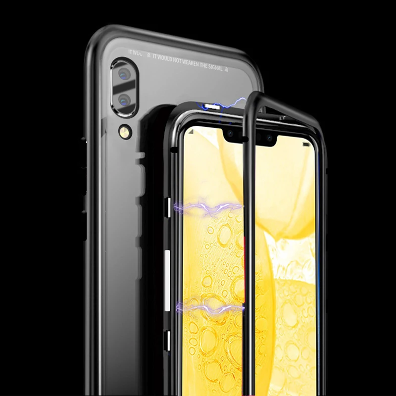Магнитный металлический чехол для Huawei Nova 4 роскошный из закаленного стекла huawei navo