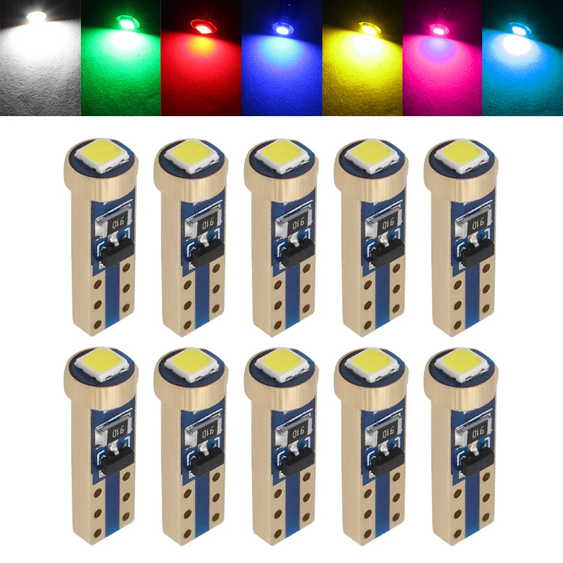 

Светодиодсветодиодный лампы для автомобиля, 10X T5, 70, 74, W3W, 3030 SMD, Canbus, без ошибок, T5 74, освещение приборов, белый, синий, зеленый, розовый, красный...