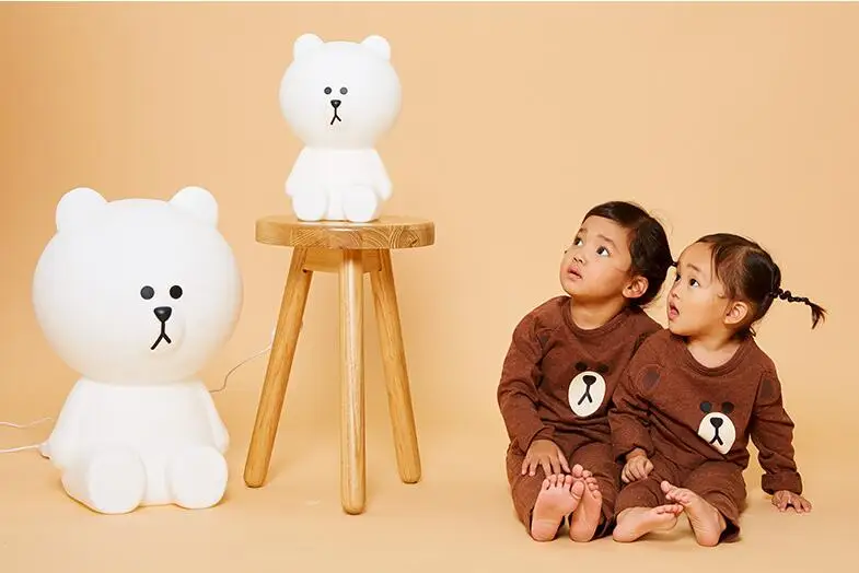 Синий Новинка 30 см коричневый Медведь ночник Cony Line friend ночник для маленьких детей Рождественский подарок затемняемый Светодиодный - Испускаемый цвет: Синий