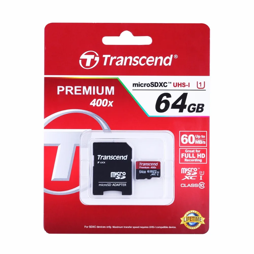 Оригинальный Transcend Class 10 64 ГБ Карта Памяти Micro SD Флэш-ПАМЯТИ карты UHS-1 400X Высокая