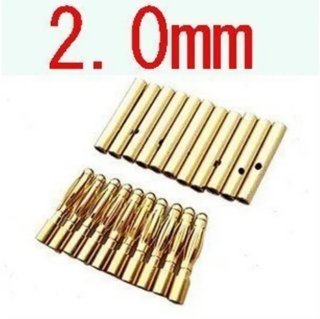 5 пар 2.0 мм золотых банановых разъемов Bullet Banana с 2 мм штекером для RC Lipo аккумулятора ESC запасные части игрушки Quadcopter бесплатная доставка.