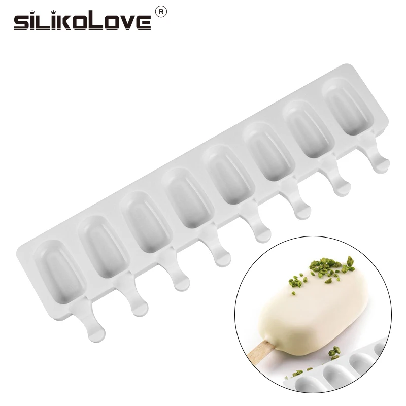 SILIKOLOVE 8 полости форма для изготовления мороженого Makers силиконовые толстый материал DIY формы ледяные кубики формы для десертов лоток с эскимо
