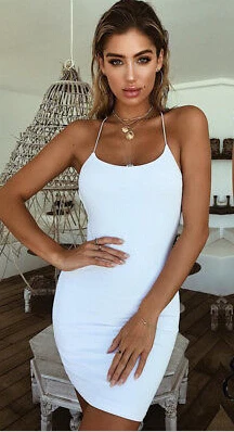 Женщины Леди Женская Bodycon сарафан повседневное без рукавов спинки платье