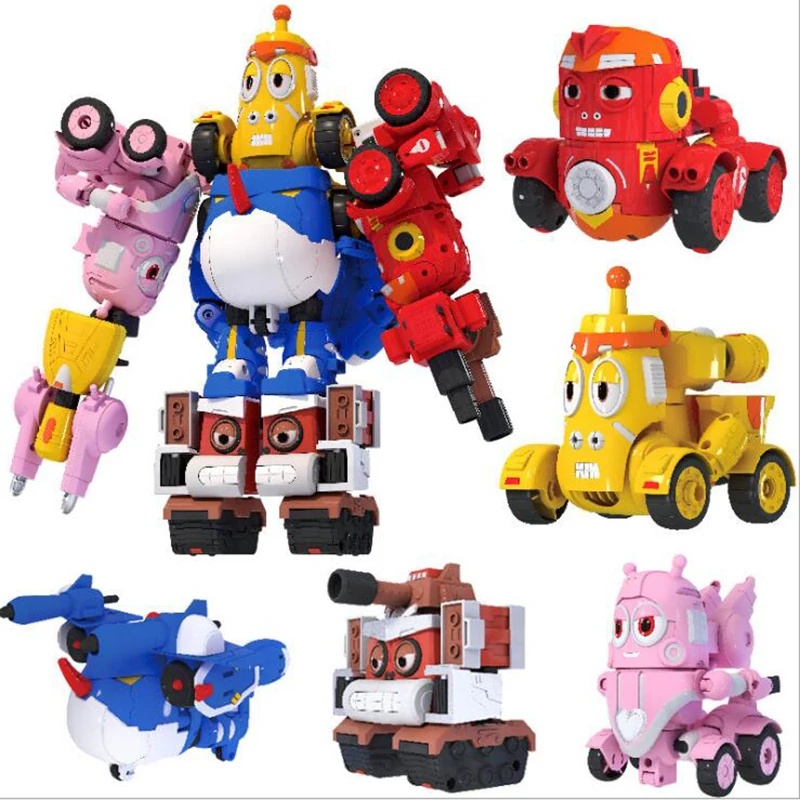 Creative Cute Animal Robot Larva Figures Assembly Toys Transformation Robot Mecha Car Action Figure Birthday Gift For Children