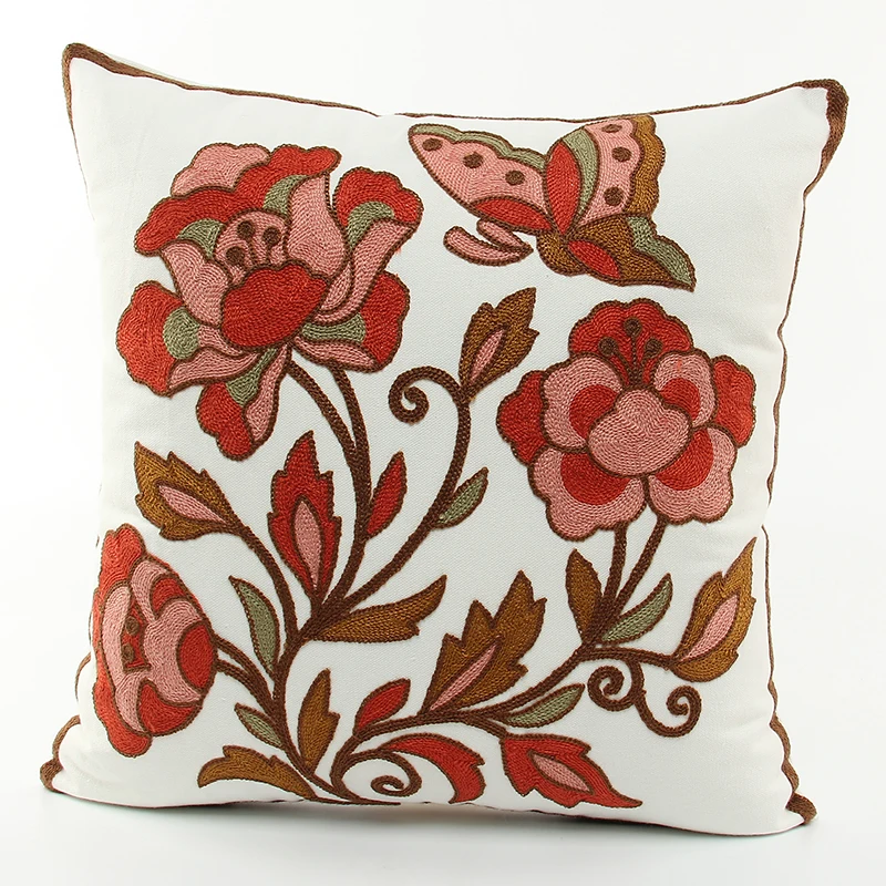 Чехол для дивана или автокресла из хлопка с декоративной вышивкой чехол подушки