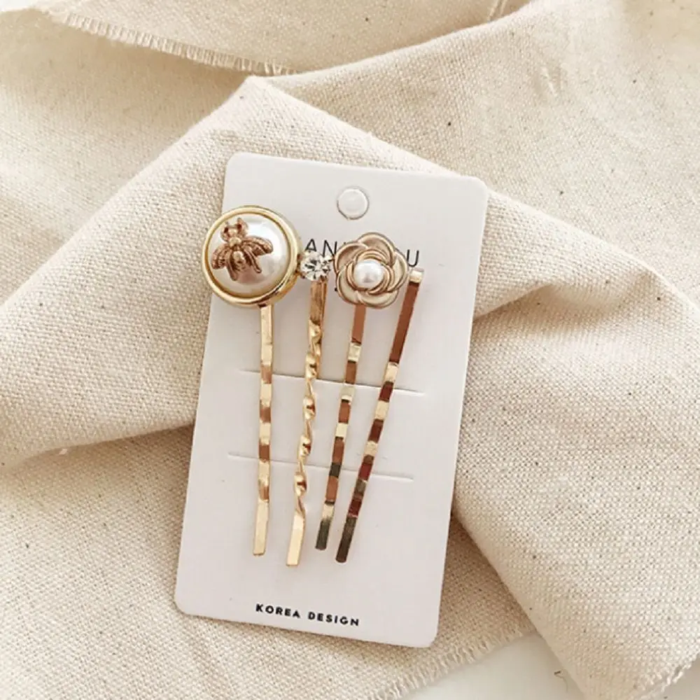 4 шт. корейские женские винтажные имитирующие шпильки с жемчугом в форме цветка