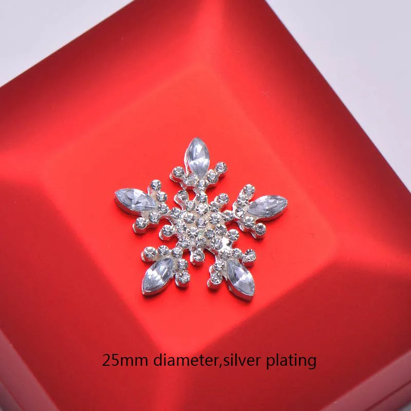 4 silver plating L0737) 20 шт 25 мм Стразы в виде снежинок на пуговицах, с плоской задней частью, серебро или светильник с золотым покрытием - Цвет: 4 silver plating