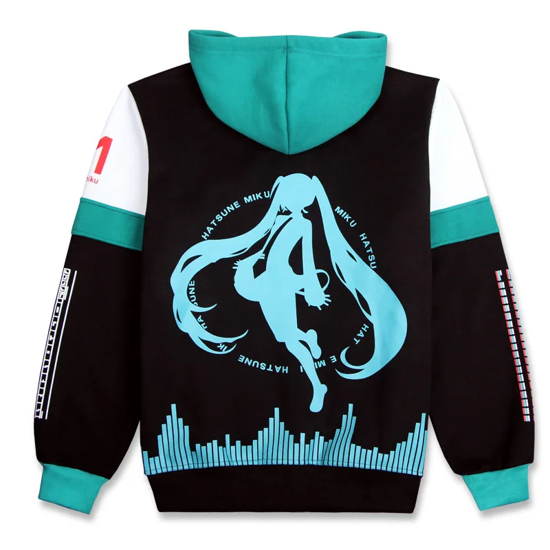 Cosroad Anime Hatsune Miku Jacket Coats Cosplay Costume Zip hooded jacket Women Halloween Casual Sweatshirt Outwear |