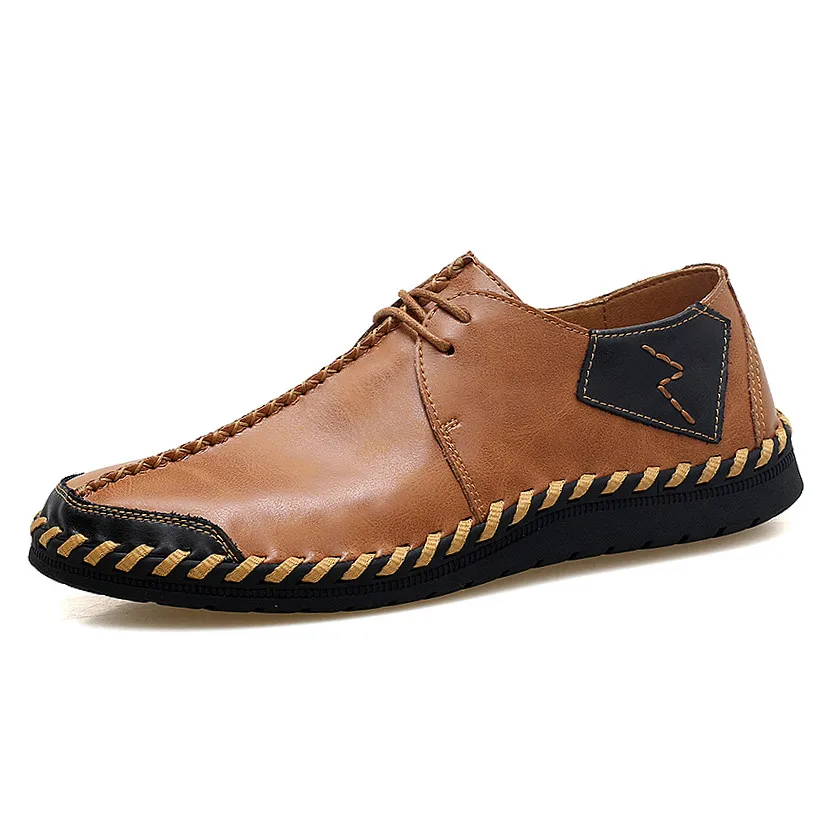 

New Men Shoes Big Size 38-47 Mens Shoes Casual High Quality Split Leather Shoes Lace Up Man Flats Shoes 752