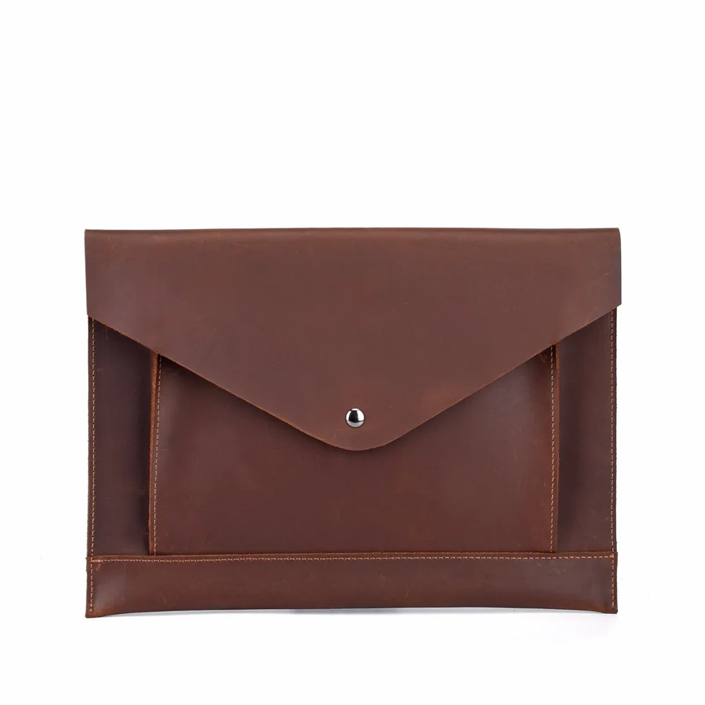 Дизайнерский Винтажный Мужской портфель конверт из натуральной кожи в стиле