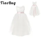 Платье для девочек, белое, с цветочным принтом, для первого причастия, для свадьбы, вечевечерние, пиротехника, 2021