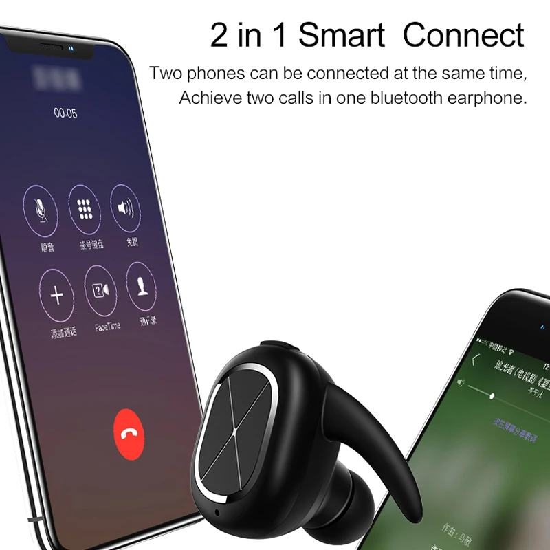 USAMS вкладыши Беспроводной Bluetooth V4.1 наушники 2 в 1 Smart Connect HD Шум снижение Hands free