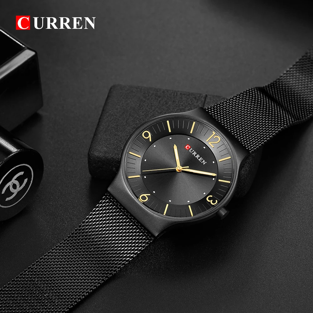 Curren Mens Watches Top Brand Luxury Gold Quartz Men Watch Waterproof Mesh Strap Casual Sport Male Clock Relogio Masculino | Наручные