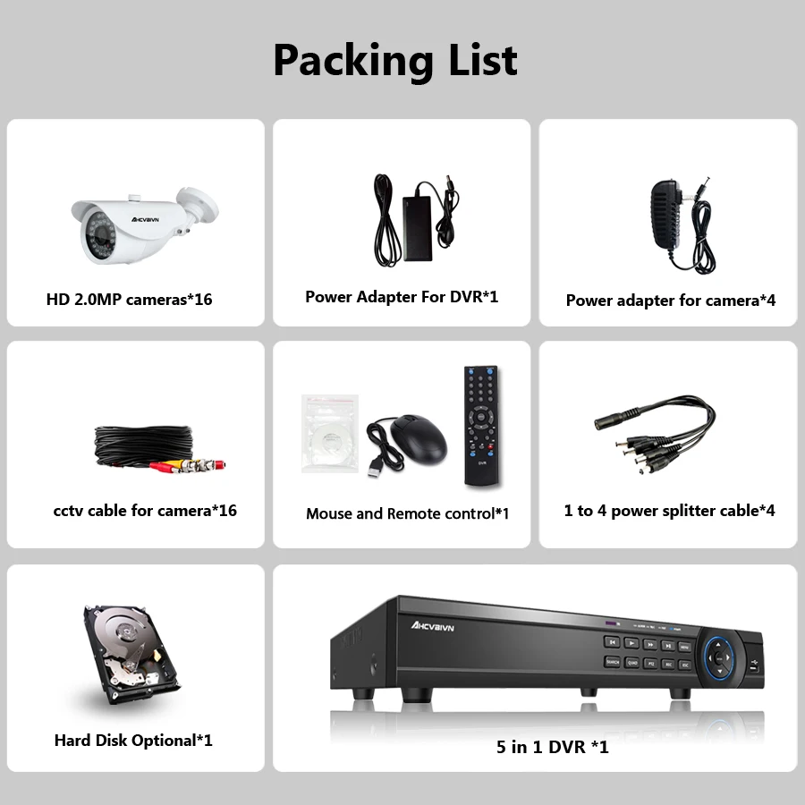 Домашняя 16CH CCTV DVR система AHD DVR 1080 P 2,0 мегапикселей Улучшенная инфракрасная камера системы безопасности 3000TVL CCTV камера безопасности 1 ТБ HDD