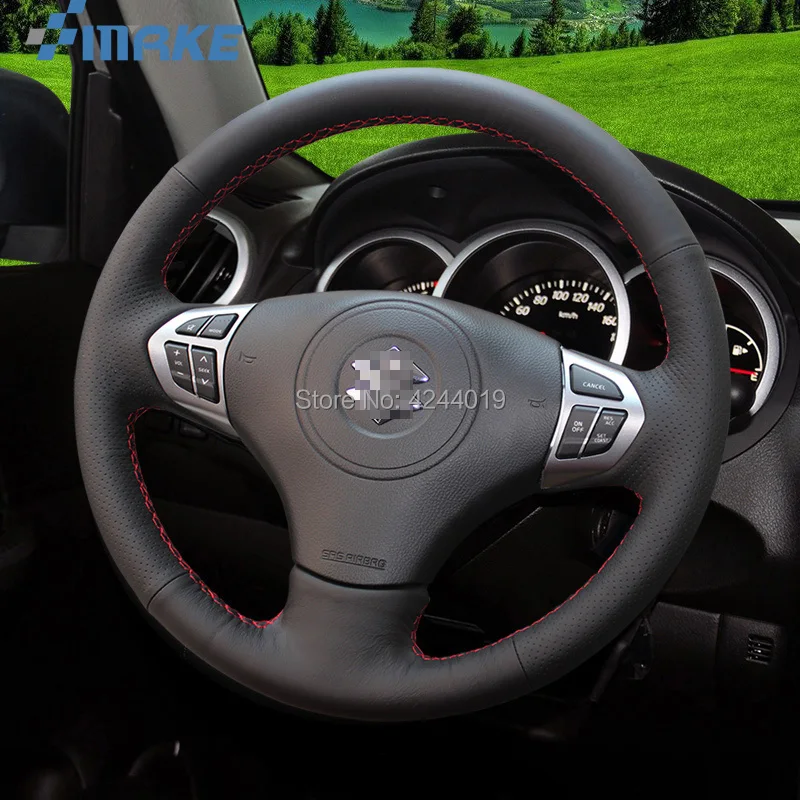 Чехол для руля из черной кожи сделай сам SUZUKI Grand Vitara аксессуары автомобиля|Чехлы