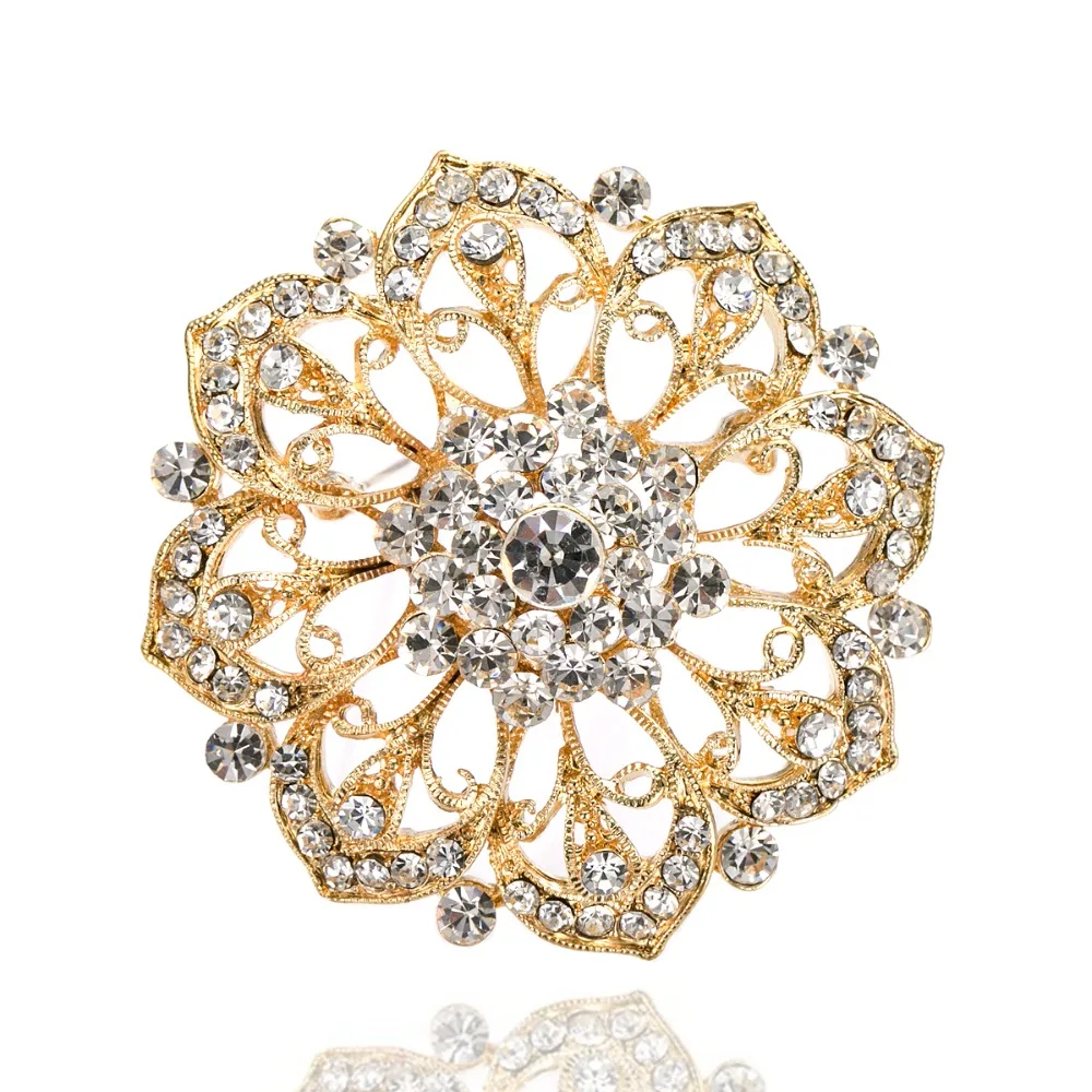 Серебряный Цвет Стразы Кристалл Свадебный букет брошь с цветами|flower brooch|wedding bouquet