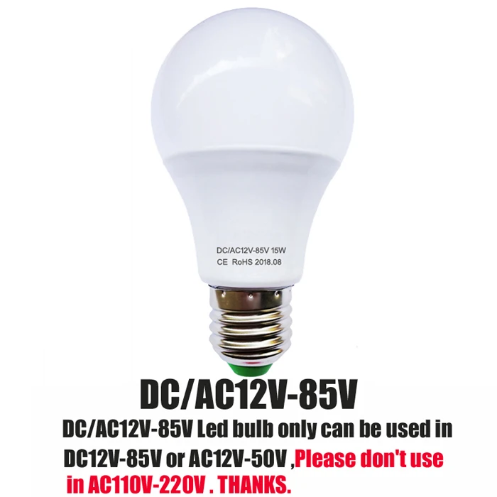 DC AC 12-85V Светодиодный Лампа AC/DC 12V 24V 36V E27 3 Вт 5 Вт 7 Вт 9 Вт 12 Вт 15 Вт охлаждения покрыт алюмопластиком, прожектор SMD2835 коридор огни - Испускаемый цвет: DC AC 12-85V