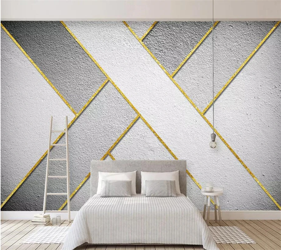 3d обои на заказ скандинавские минималистичные с золотыми линиями абстрактный