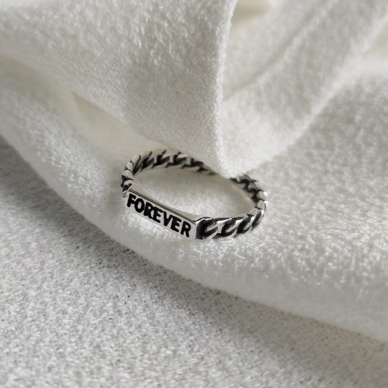 LouLeur, настоящее 925 пробы, серебряное, Открытое кольцо с надписью FOREVER, плетение, винтажные кольца для женщин,, модные кольца, хорошее ювелирное изделие, подарок
