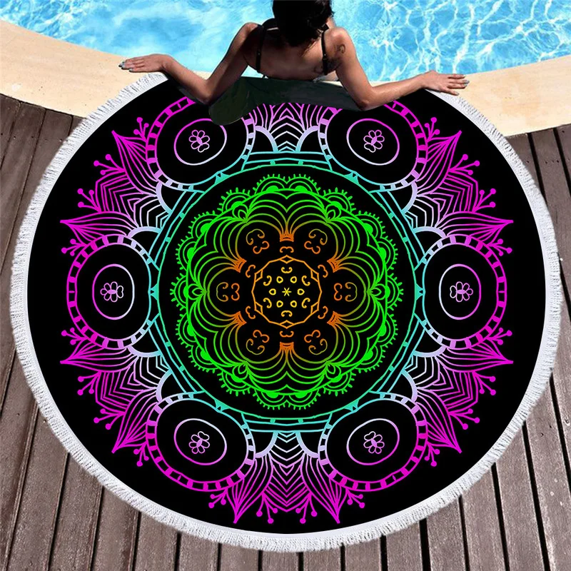 Бохо стиль золотая Мандала пляжные полотенца с кулиской рюкзак акварель лотос