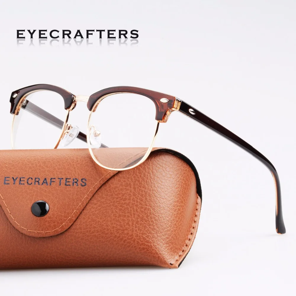 Eyecrafters Классическая полуободковая Женская Ретро оптическая оправа для очков