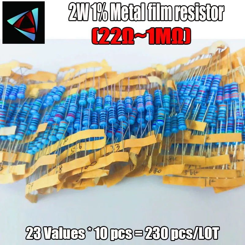 

230PCS/LOT 2W 1% 22 -1M Ohm Metal Film Resistor Kit Set Resistance Pack 23 Values Each 10 Pcs