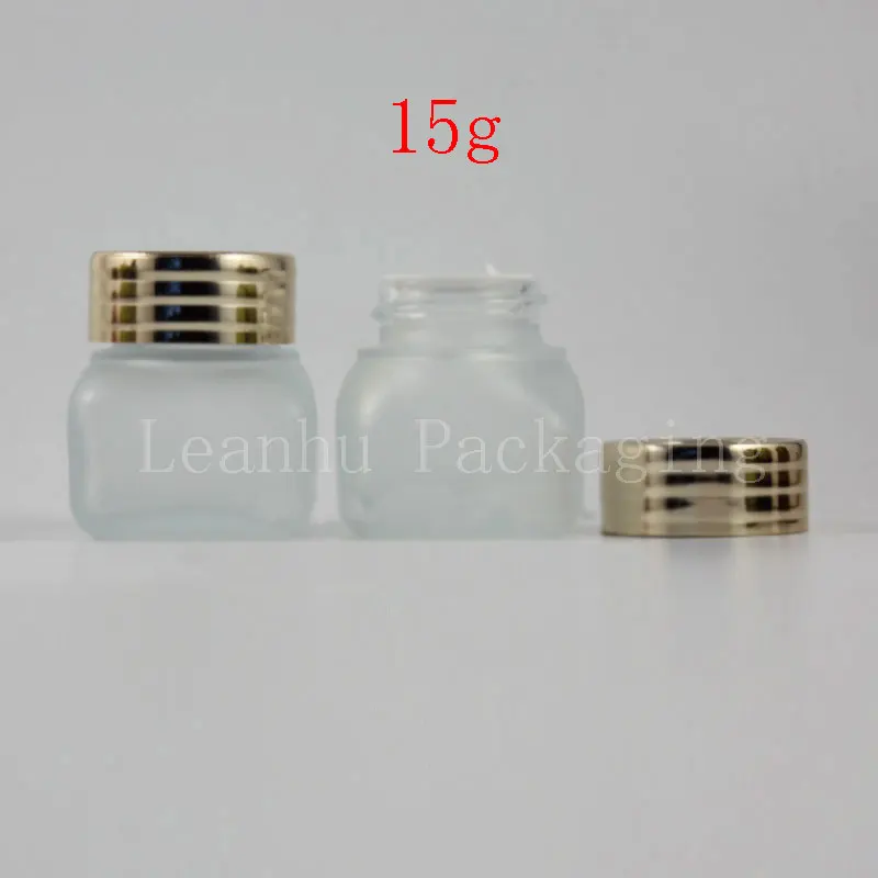 Wholesale 15g Transparent Frosted Cone Glass Bottles, 15cc Cream Bottles, Mask/Eye Cream Sample Packaging Container