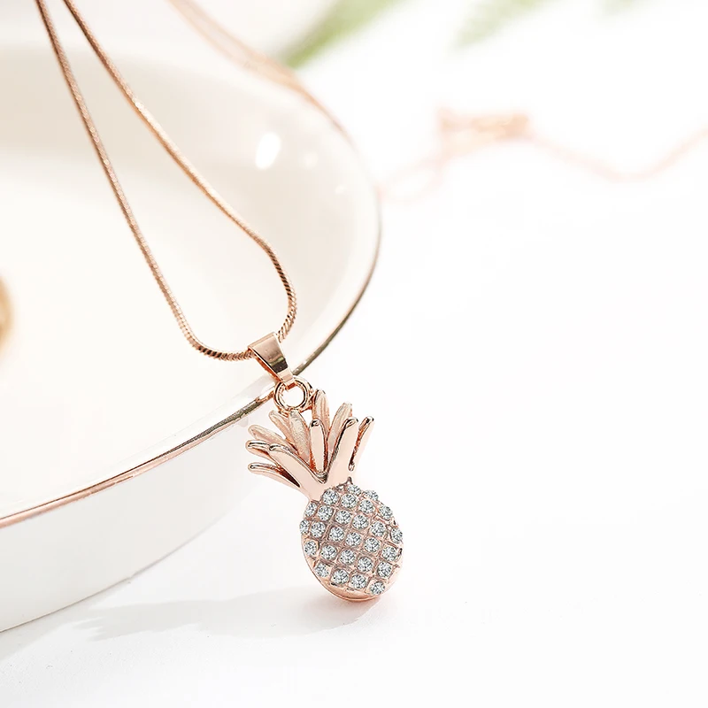 Женская подвеска в виде фруктов с кристаллами|pineapple necklace|crystal pendant necklacechoker fashion