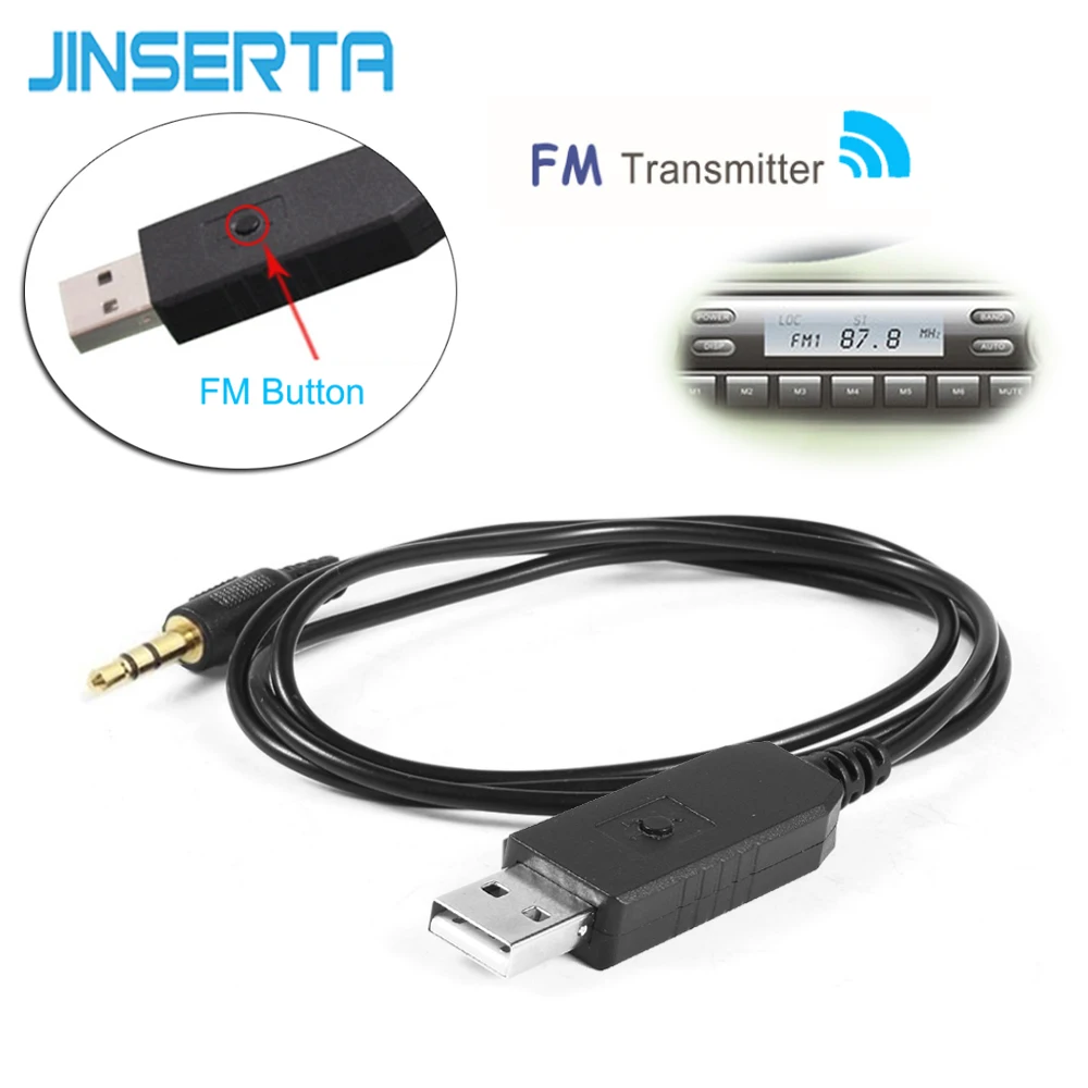 JINSERTA универсальный автомобильный стерео аудио FM передатчик 5 в USB 3 мм
