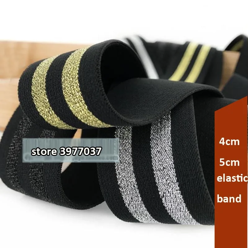 

3Meter Gold Silver Stripe Elastic Bands Elastic Ribbon Clothing Bags Trousers Elastic Webbing Straps DIY Accessories 40mm,50mm