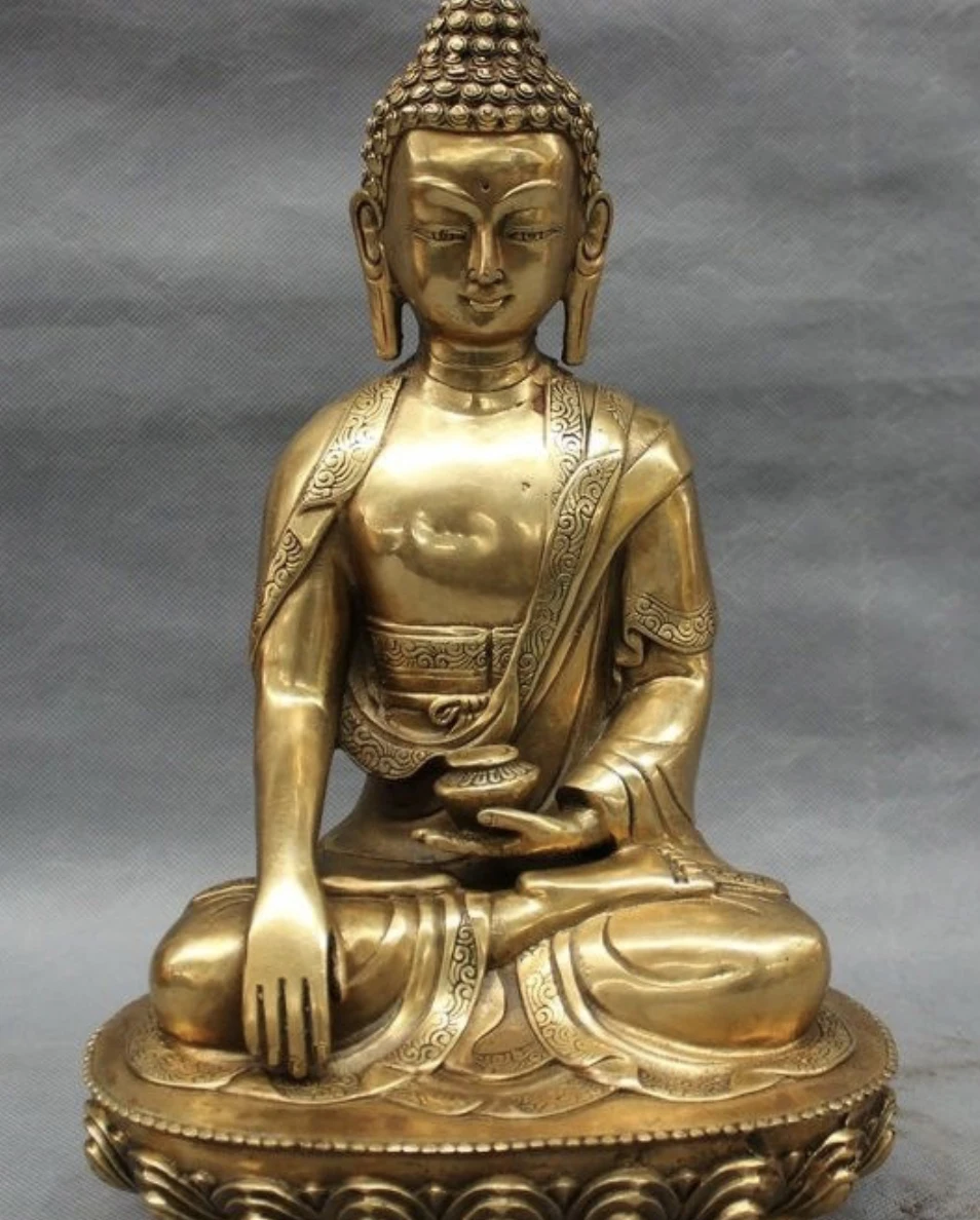 

Folk Tibet Tibetan Brass Buddhism Shakyamuni Sakyamuni Buddha Statue Set 8.06