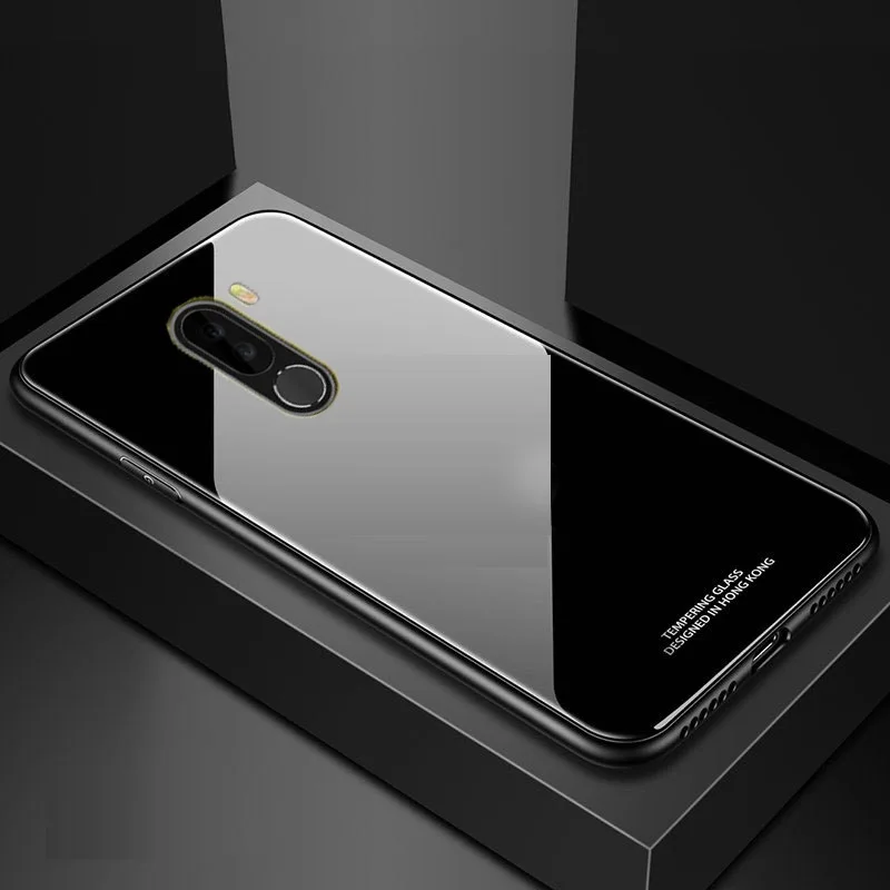 black Роскошный стеклянный чехол SemgCeKen mi rror для xiaomi mi pocophone F1 poco F 1, силиконовый чехол для телефона, футляр ТПУ - Цвет: black