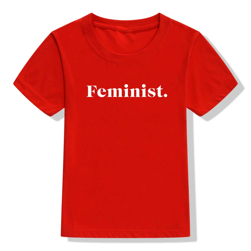 Детская футболка с надписью «FEMINIST»; рубашка для мальчиков и девочек; повседневная детская одежда для малышей; Забавные футболки; модная футболка