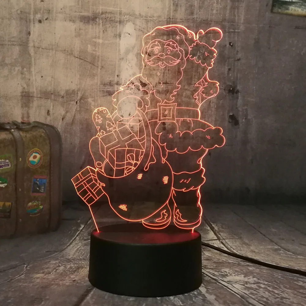 Рождественский новогодний Рождественский подарок Санта-Клаус 3D светодиодный RGB ночник USB настольная лампа украшение дома новинка детская игрушка подарок на день рождения