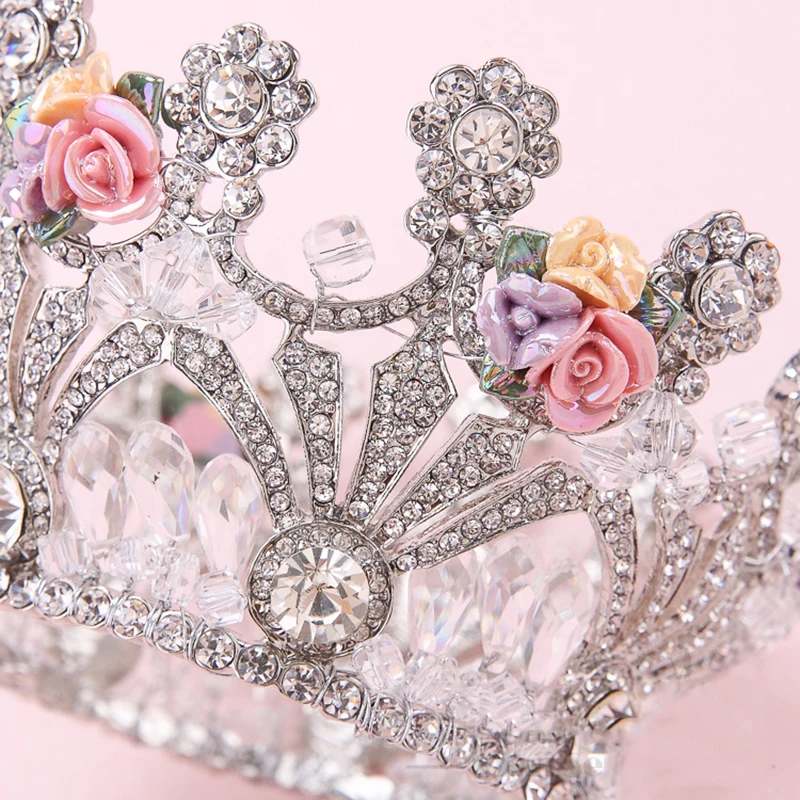 Детский ободок с жемчужинами HIMSTORY розовый цветком вечерние свадебные аксессуары