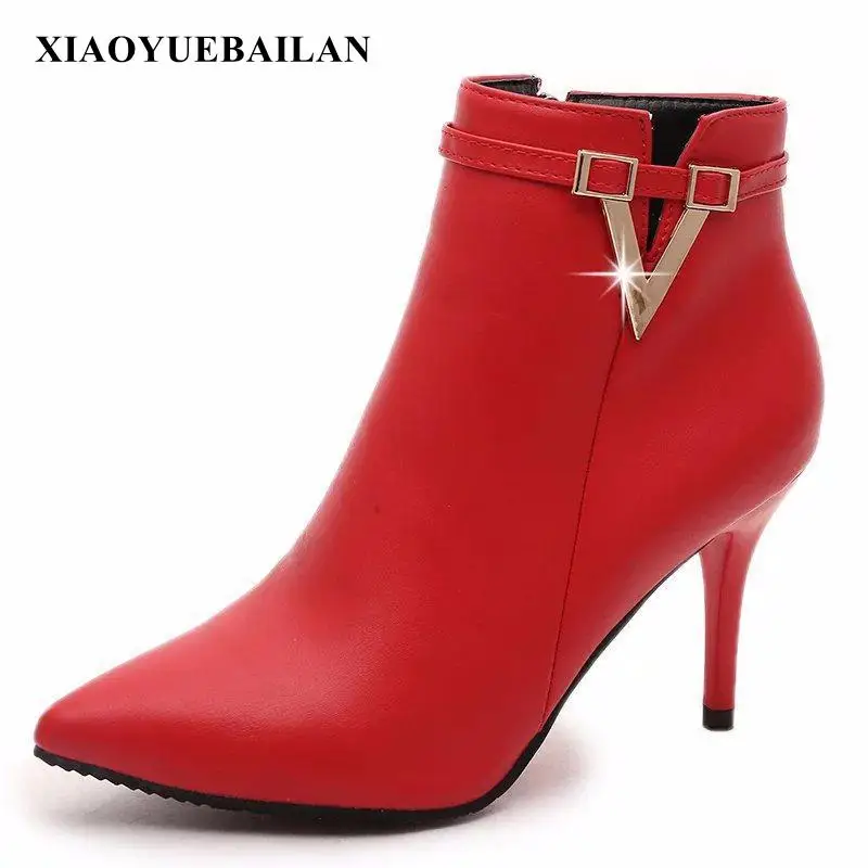 В 2017 году Новые зимние сапоги с острым носком на высоком каблуке Сапоги и ботинки