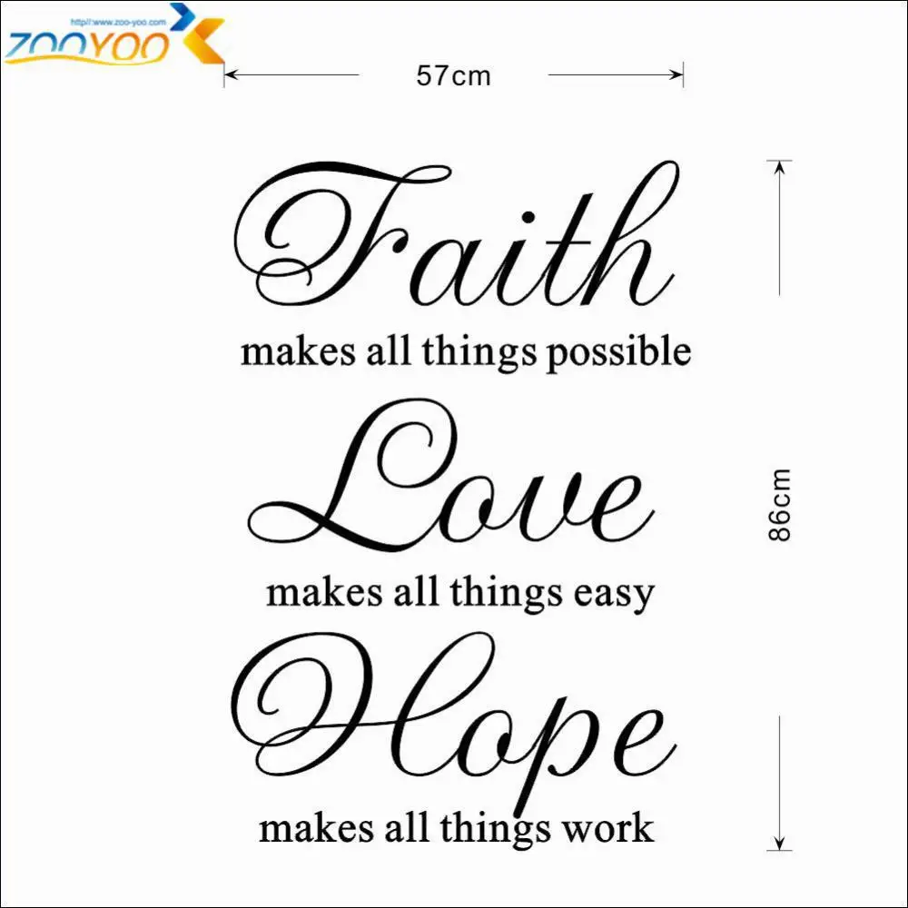 faith love hope wall stickers home decorations zooyoo8280 diy removable vinly decals study room living | Дом и сад