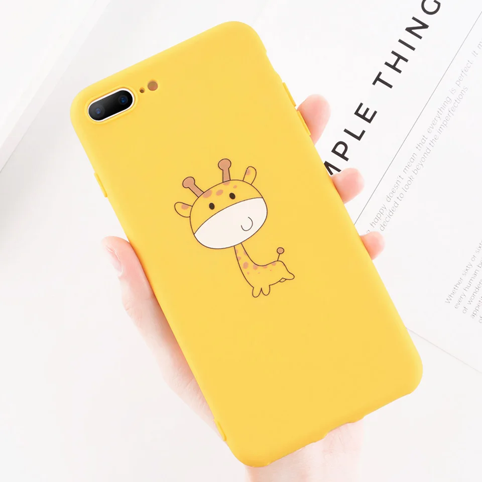 1616 Moskado желтый жираф Кот Чехол для телефона для iPhone 11 X XS Max XR Мягкий силиконовый чехол для iPhone 7 8 6 6s Plus Симпатичные чехлы с героями мультфильмов - Цвет: 1616