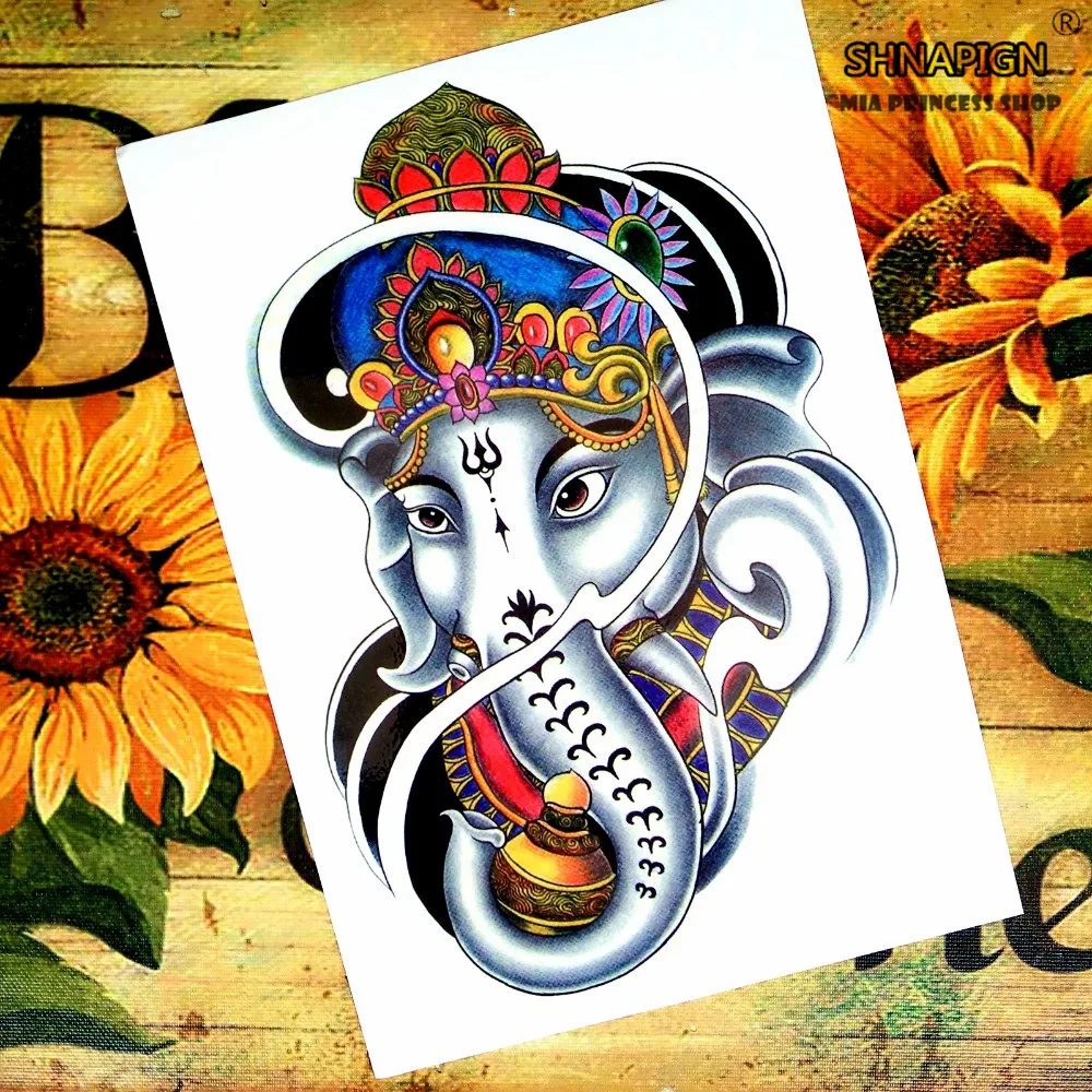 Белый слон Временные татуировки боди арт флэш наклейки 12*20 см водонепроницаемый