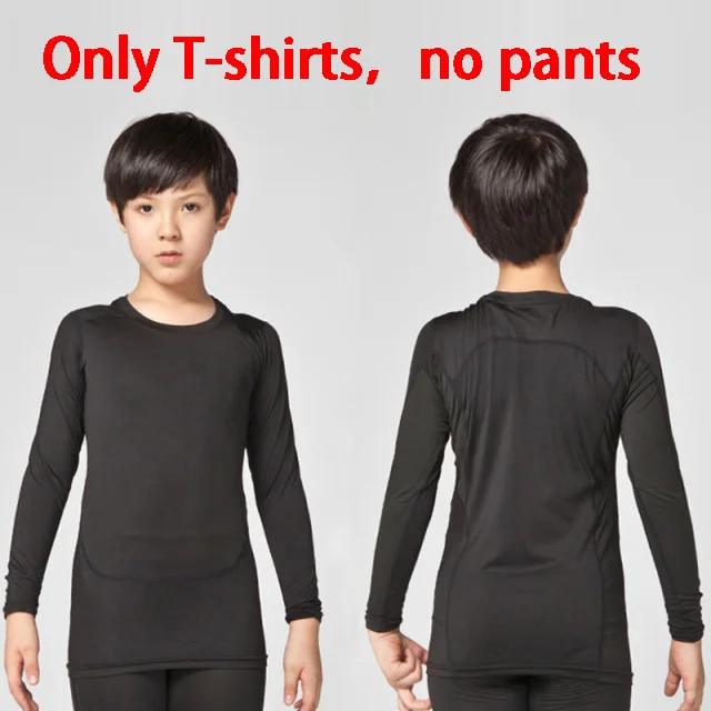 T shirts black line Детский компрессионный базовый слой, штаны для бега, рубашки, Комплект футболок для футбола для мальчиков, форма, колготки, леггинсы, комплект, баскетбольные теннисные футболки - Цвет: T shirts black line