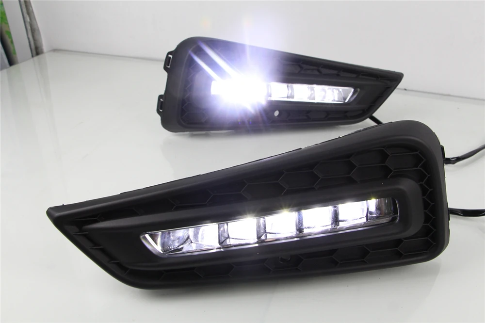 CSGJMY 1 пара дневной свет Светодиодный дневной ходовой свет 12 В DRL для Honda City с желтым цветом поворота сигнальная лампа