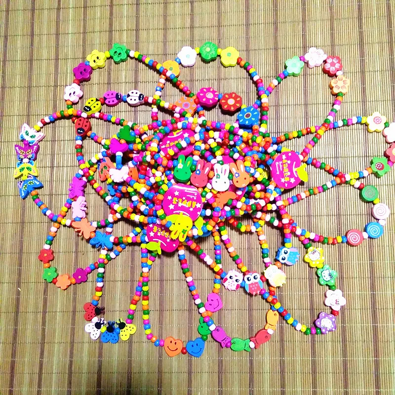 6 компл./лот стиль смешанные цвета деревянное ожерелье и браслет милые 3-6 лет