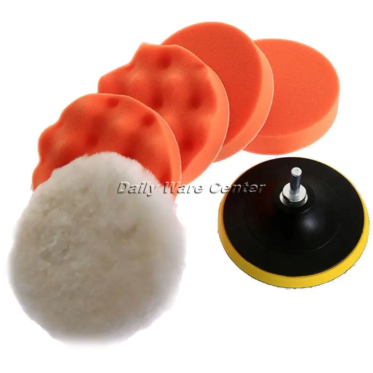 

7Pcs 5inch Car Wash Buffing Pad Auto Car Polishing Sponge Wheel Kit High Gross Buffer for Car Cleaning with M10 Drill Adapter