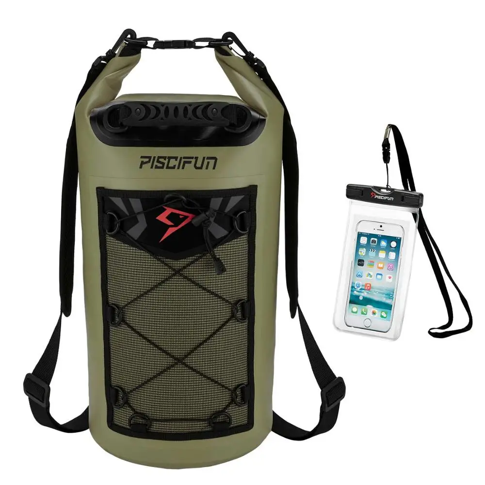 Army Green Piscifun Водонепроницаемый сухой мешок 10л 20л 30л 40л с чехол для телефона для рыбалки Каякинг рафтинг катание на лодках Туризм Кемпинг плавание - Цвет: Army Green